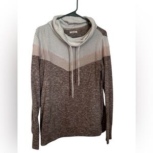 Maurices Brown and Cream Cowl Neck Hoodie🤍